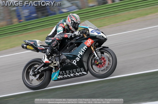 2009-09-26 Imola 0727 Variante alta - Supersport - Free Practice - Garry McCoy - Triumph Daytona 675